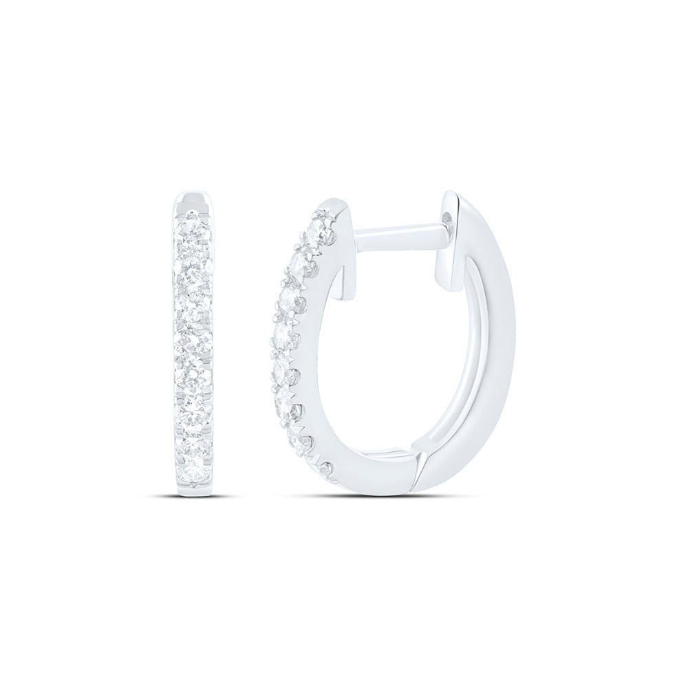 10K Yellow Or White Gold 1/4 Cttw Natural Diamond Cn Fashion Hoop Earring, L: 23.8 Mm x W: 2 Mm