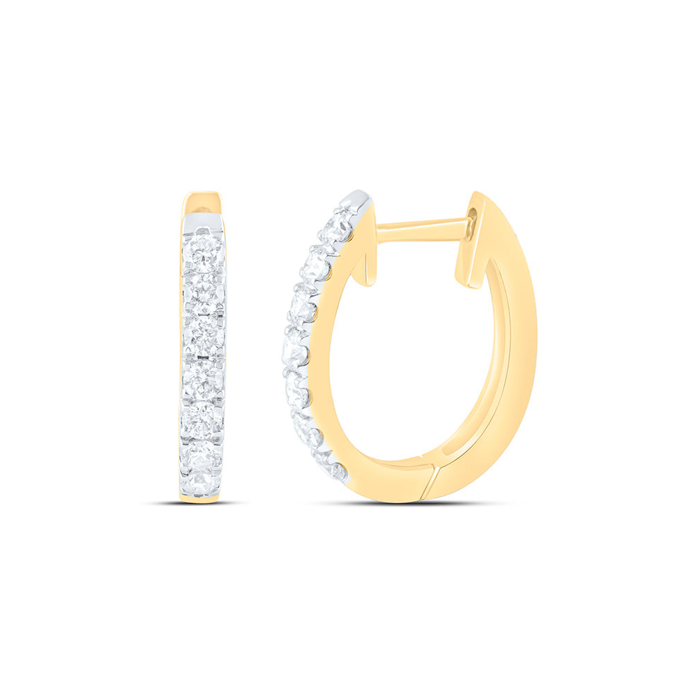 10K Yellow Or White Gold 1/2 Cttw Natural Diamond Cn Fashion Hoop Earring, L: 15.7 Mm x W: 2.5 Mm