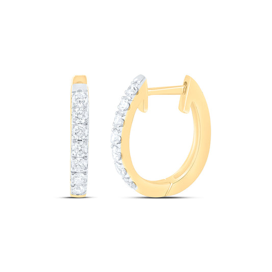 10K Yellow Or White Gold 1/2 Cttw Natural Diamond Cn Fashion Hoop Earring, L: 15.7 Mm x W: 2.5 Mm