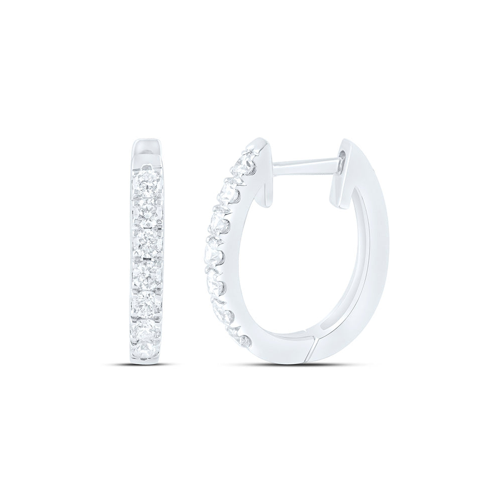 10K Yellow Or White Gold 1/2 Cttw Natural Diamond Cn Fashion Hoop Earring, L: 15.7 Mm x W: 2.5 Mm
