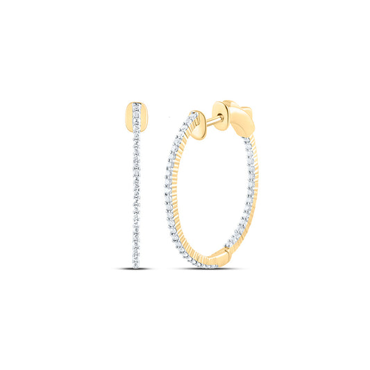 10K Yellow Or White Gold 1/2Ctw Natural Diamond Cn Fashion Hoop Earring
