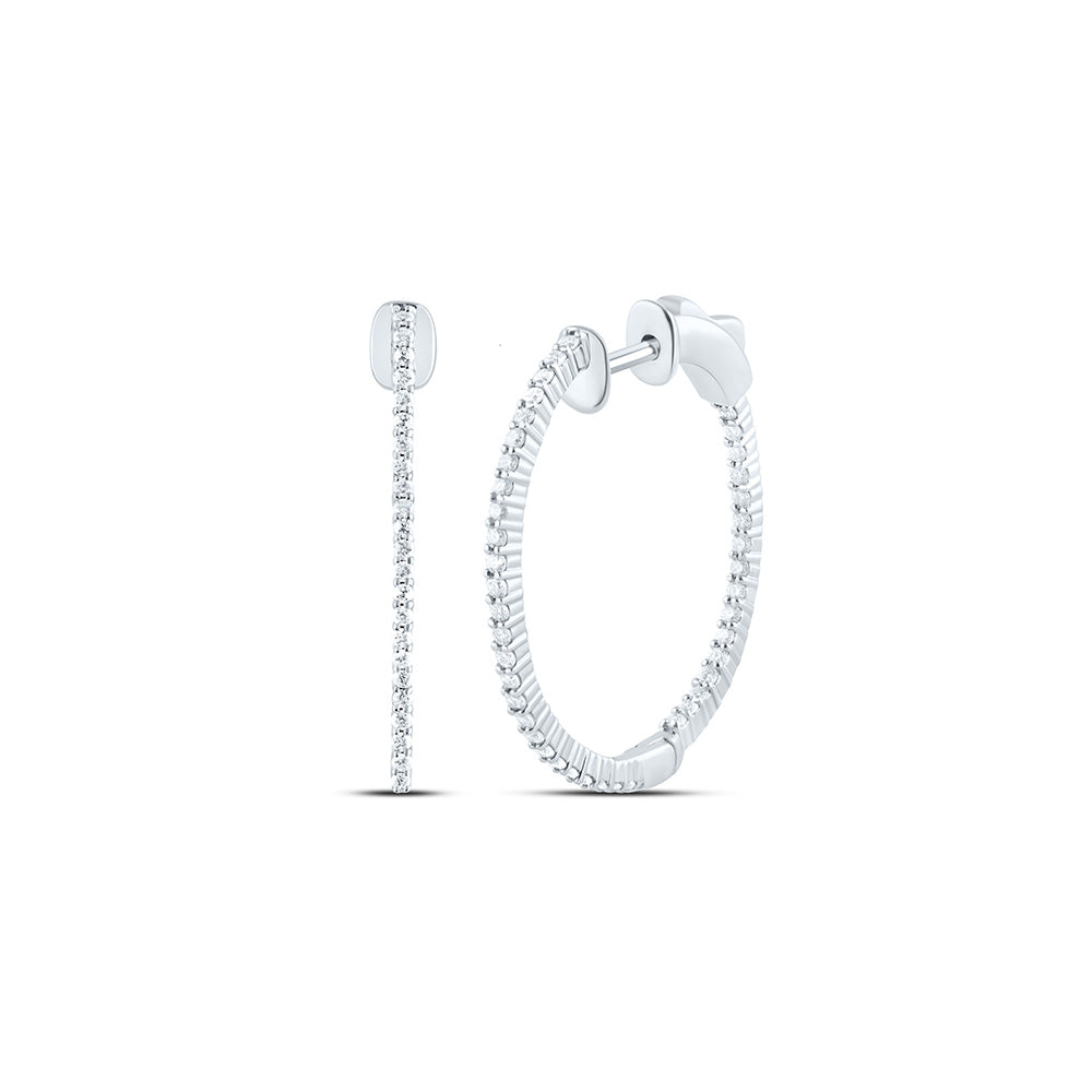 14K Yellow Or White Gold 1/2Ctw Natural Diamond Cn Fashion Hoop Earring