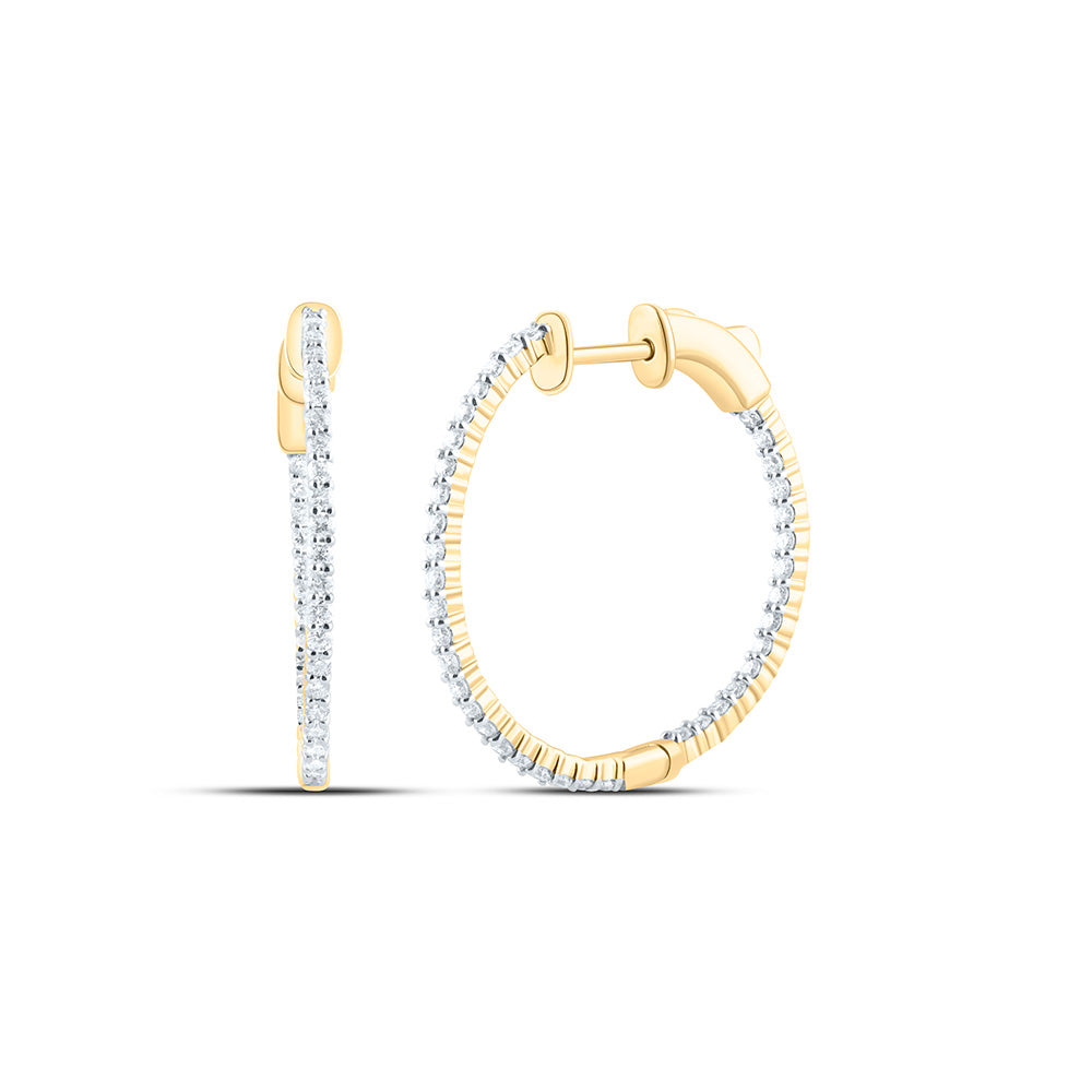10K Yellow Or White Gold 3/4Ctw Natural Diamond Cn Fashion Hoop Earring