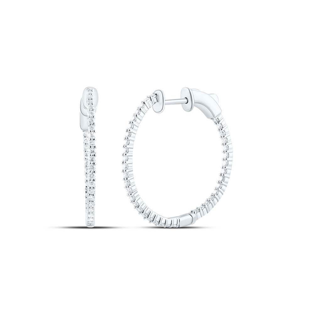 14K Yellow Or White Gold 3/4Ctw Natural Diamond Cn Fashion Hoop Earring