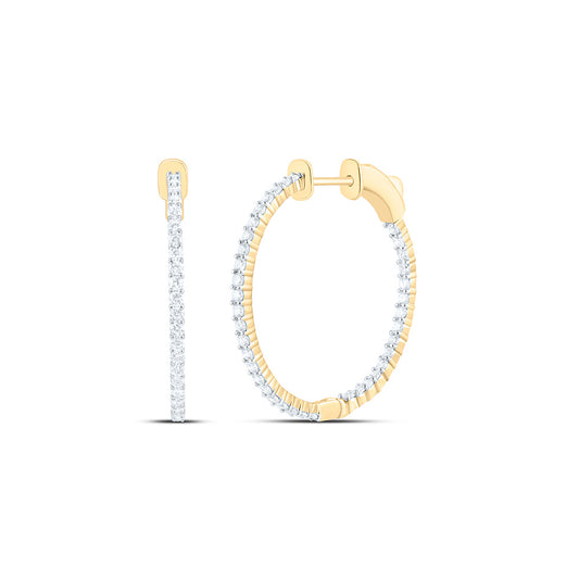 10K Yellow Or White Gold 1Ctw Natural Diamond Cn Fashion Hoop Earring