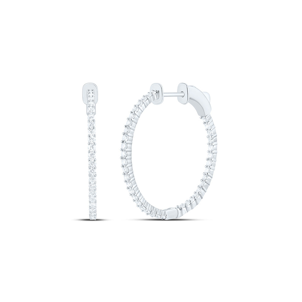 14K Yellow Or White Gold 1Ctw Natural Diamond Cn Fashion Hoop Earring