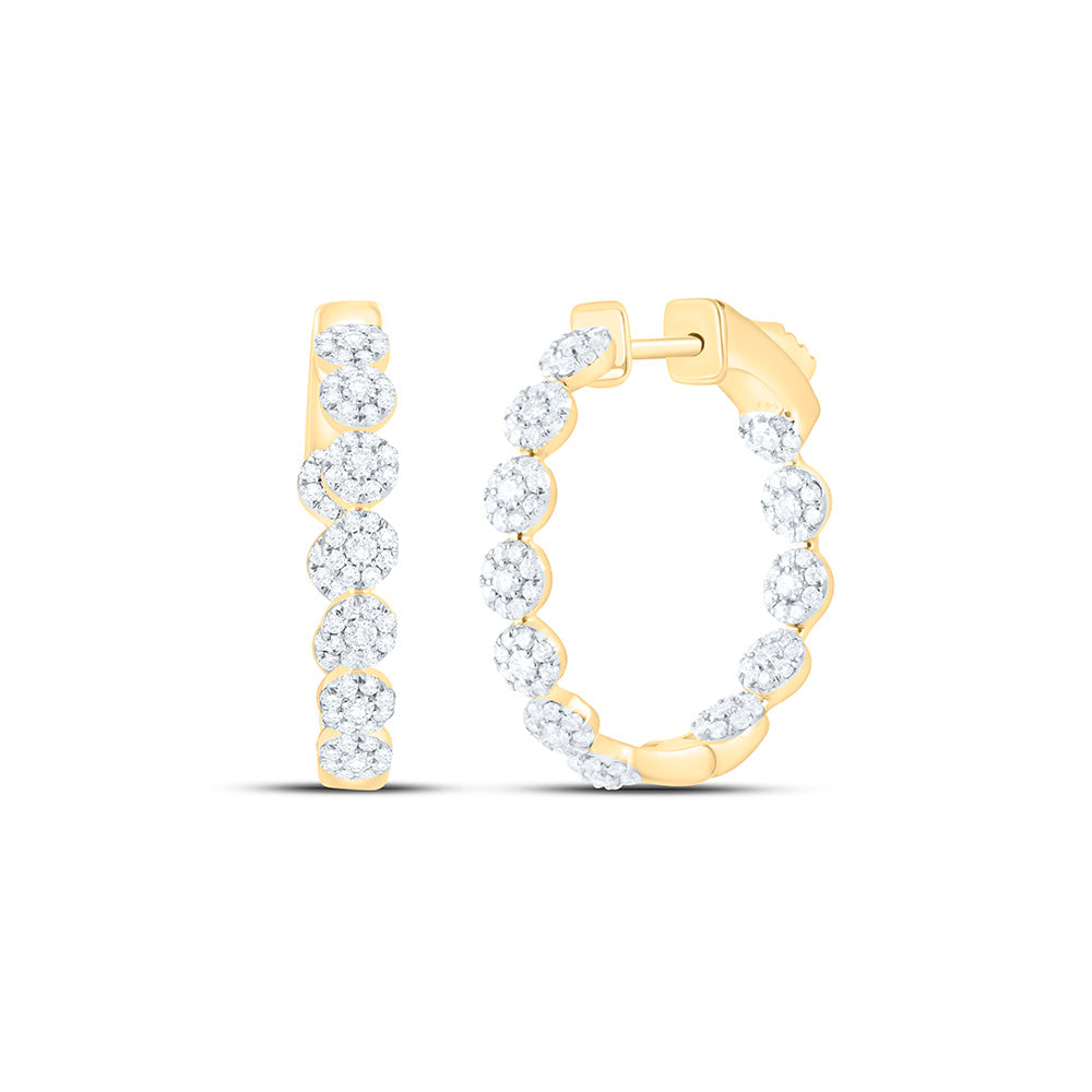 14K Yellow Or White Gold 1Ctw Natural Diamond Cn Fashion Hoop Earring