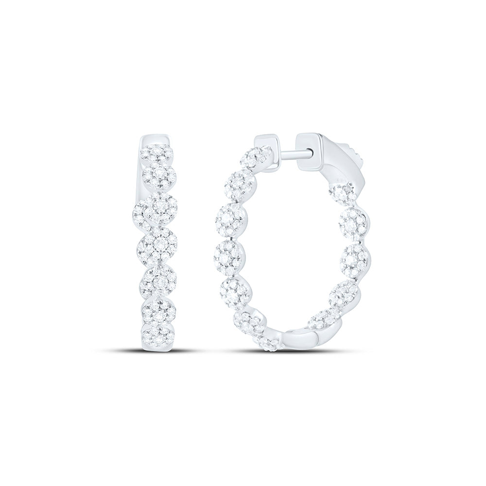 14K Yellow Or White Gold 1Ctw Natural Diamond Cn Fashion Hoop Earring
