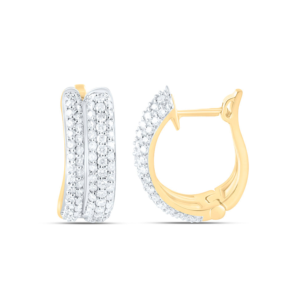 10K Yellow Or White Gold 1 Cttw Natural Diamond Cn Fashion Hoop Earring, L: 16.3 Mm x W: 6.4 Mm