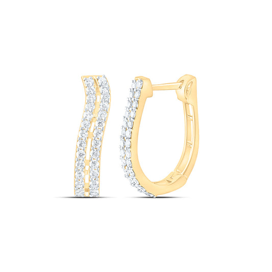 10K Yellow Or White Gold 3/4 Cttw Natural Diamond Cn Fashion Hoop Earring