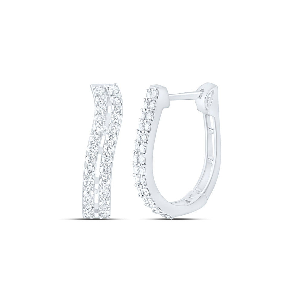 10K Yellow Or White Gold 3/4 Cttw Natural Diamond Cn Fashion Hoop Earring