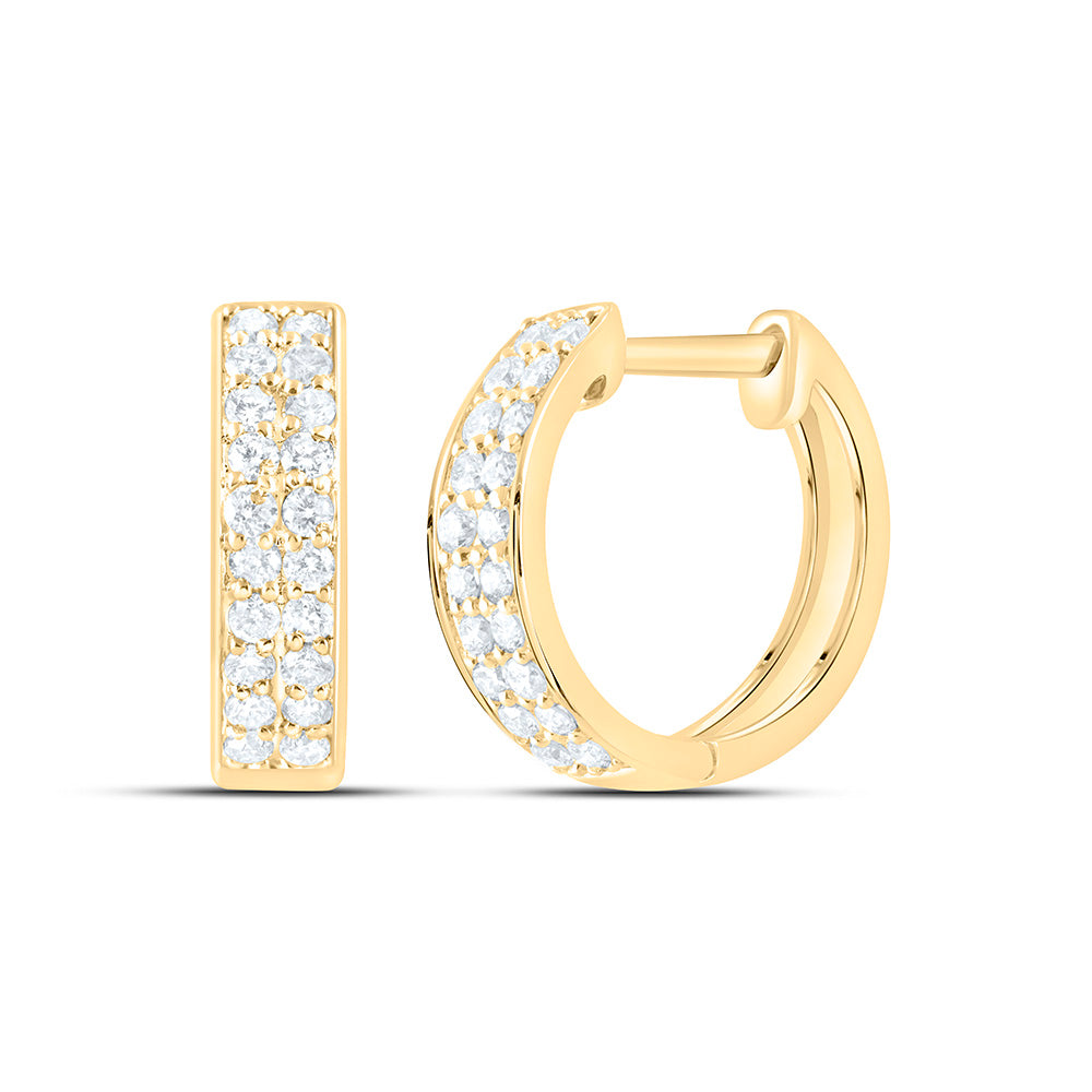 14K Yellow Or White Gold 1/3Ctw Natural Diamond Cn Fashion Hoop Earring