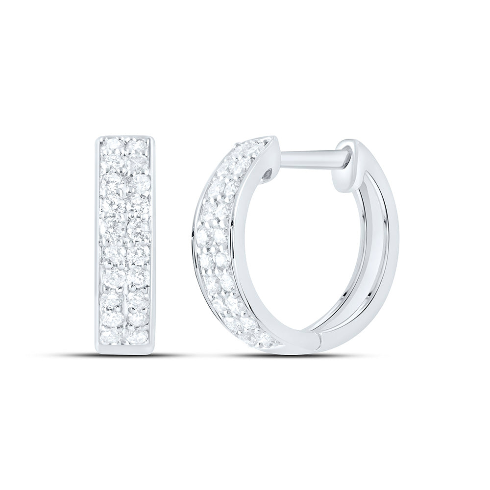 14K Yellow Or White Gold 1/3Ctw Natural Diamond Cn Fashion Hoop Earring