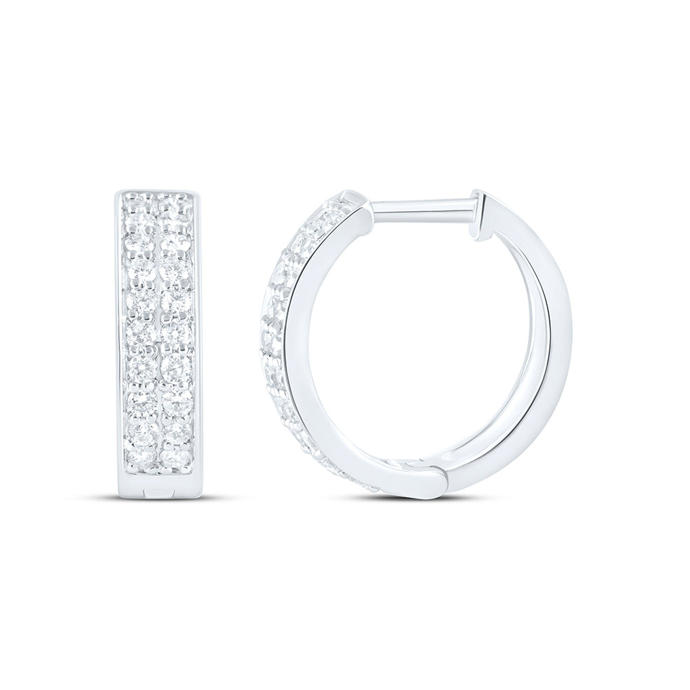 10K Yellow Or White Gold 1/2 Cttw Natural Diamond Cn Fashion Hoop Earring, L: 14 Mm x W: 4.3 Mm