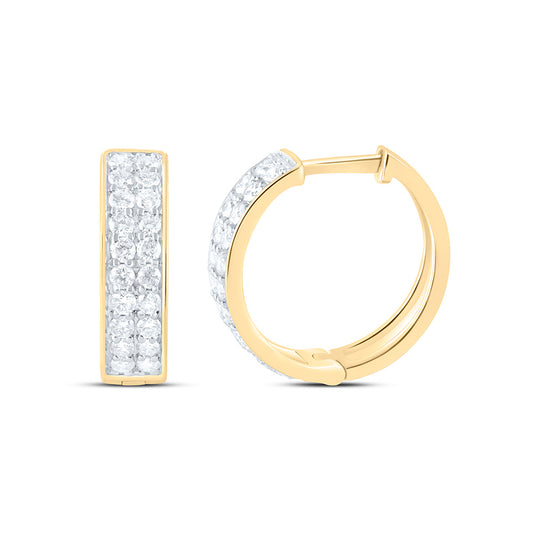 10K Yellow Or White Gold 5/8 Cttw Natural Diamond Cn Fashion Hoop Earring