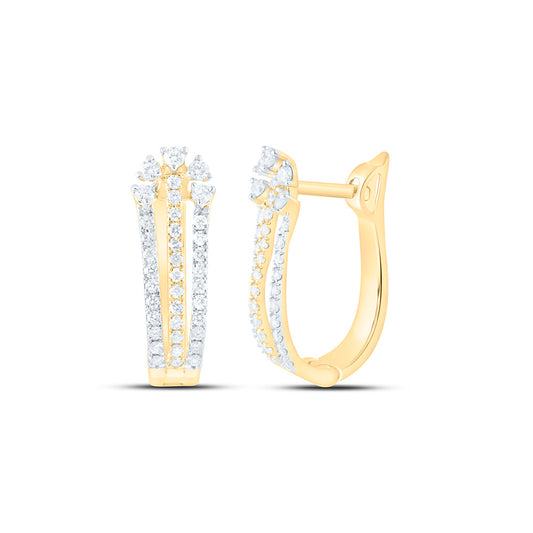 10K Yellow Or White Gold 1/2 Cttw Natural Diamond Cn Fashion Hoop Earring, L: 17.3 Mm x W: 3.34 Mm