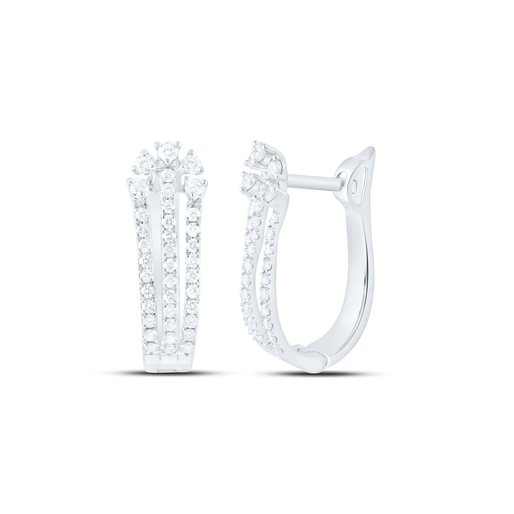 10K Yellow Or White Gold 1/2 Cttw Natural Diamond Cn Fashion Hoop Earring, L: 17.3 Mm x W: 3.34 Mm