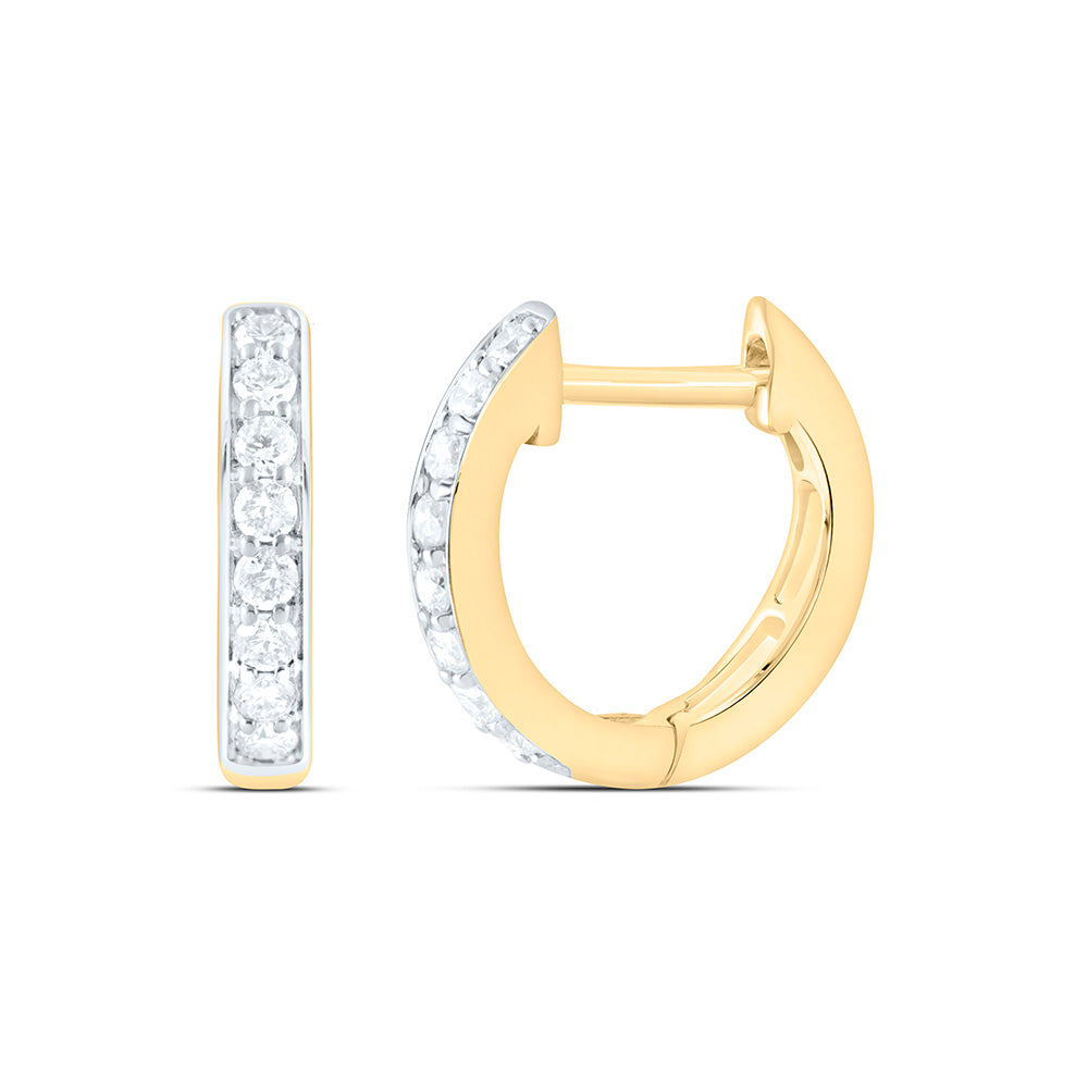 10K Yellow Or White Gold 1/6 Cttw Natural Diamond Cn Fashion Hoop Earring, L: 10.6 Mm x W: 2.4 Mm