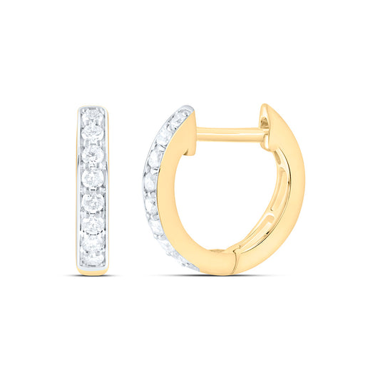 10K Yellow Or White Gold 1/6 Cttw Natural Diamond Cn Fashion Hoop Earring, L: 10.6 Mm x W: 2.4 Mm