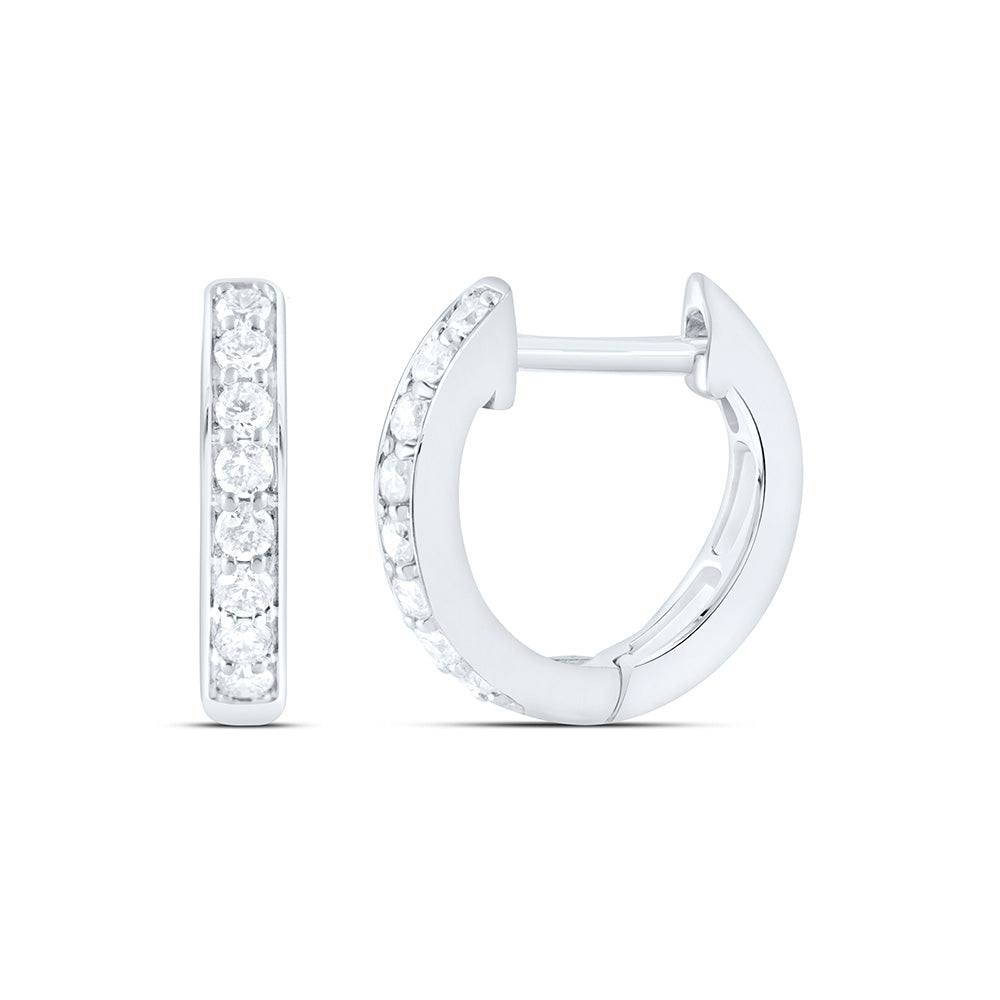 10K Yellow Or White Gold 1/6 Cttw Natural Diamond Cn Fashion Hoop Earring, L: 10.6 Mm x W: 2.4 Mm