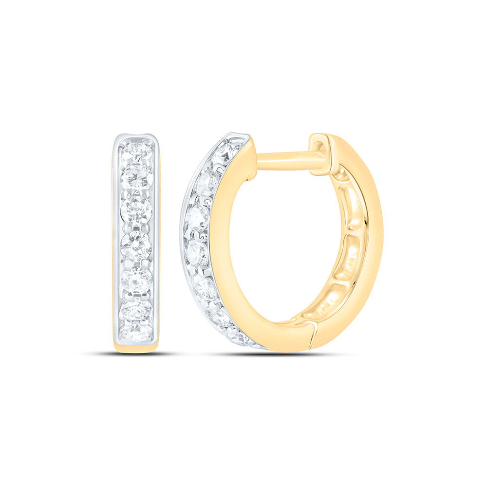 14K Yellow Or White Gold 1/4Ctw Natural Diamond Cn Fashion Hoop Earring