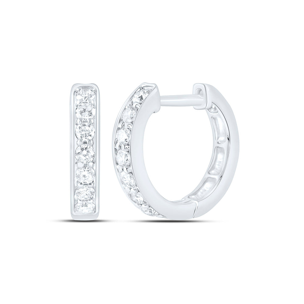 14K Yellow Or White Gold 1/4Ctw Natural Diamond Cn Fashion Hoop Earring