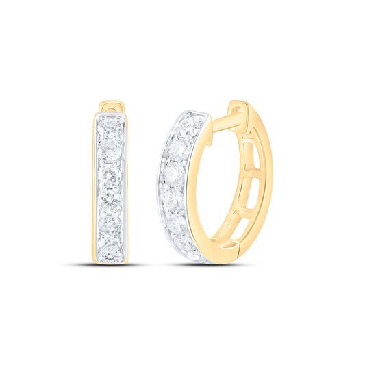 10K Yellow Or White Gold 3/8 Cttw Natural Diamond Cn Fashion Hoop Earring, L: 13.2 Mm x W: 3.4 Mm