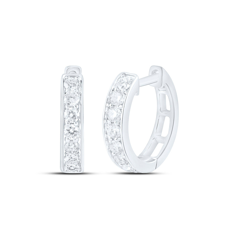 10K Yellow Or White Gold 3/8 Cttw Natural Diamond Cn Fashion Hoop Earring, L: 13.2 Mm x W: 3.4 Mm