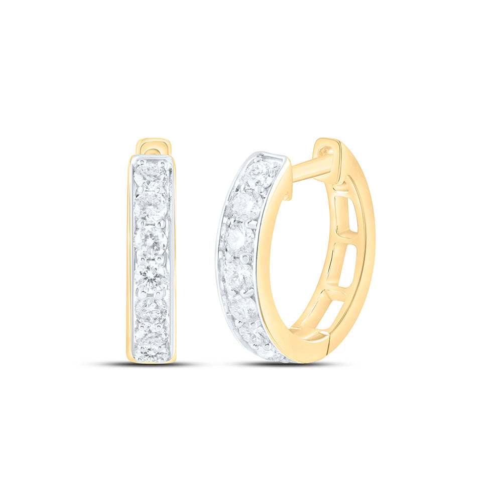 14K Yellow Or White Gold 3/8Ctw Natural Diamond Cn Fashion Hoop Earring