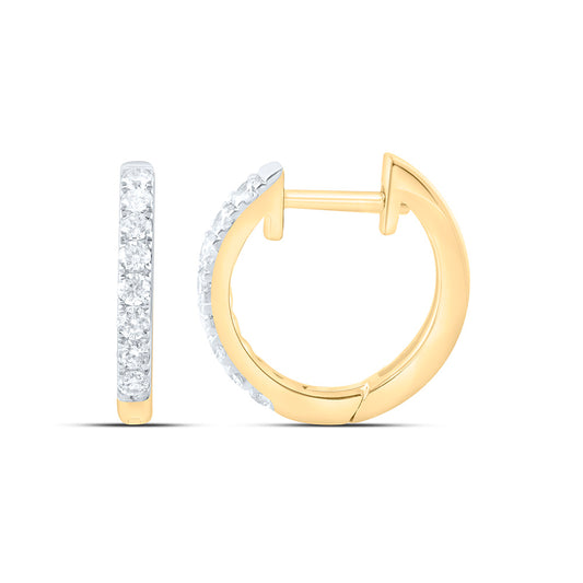 10K Yellow Or White Gold 1/4 Cttw Natural Diamond Cn Fashion Hoop Earring, L: 13.2 Mm x W: 2 Mm