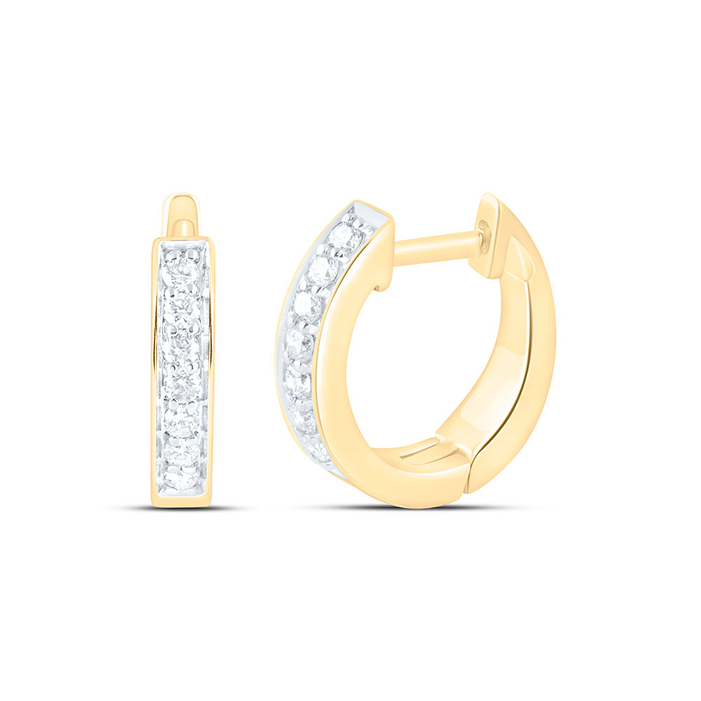14K Yellow Or White Gold 1/6Ctw Natural Diamond Cn Fashion Hoop Earring