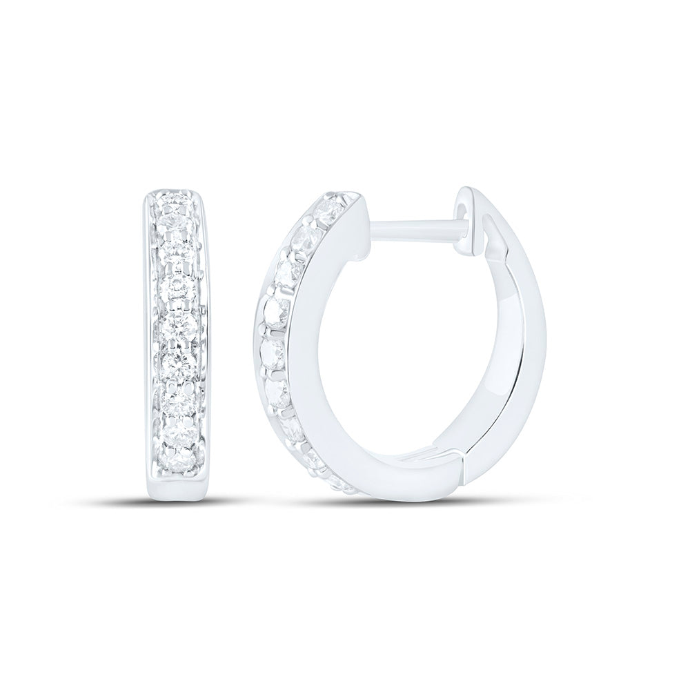 10K Yellow Or White Gold 1/4 Cttw Natural Diamond Cn Fashion Hoop Earring, L: 13.2 Mm x W: 3.5 Mm