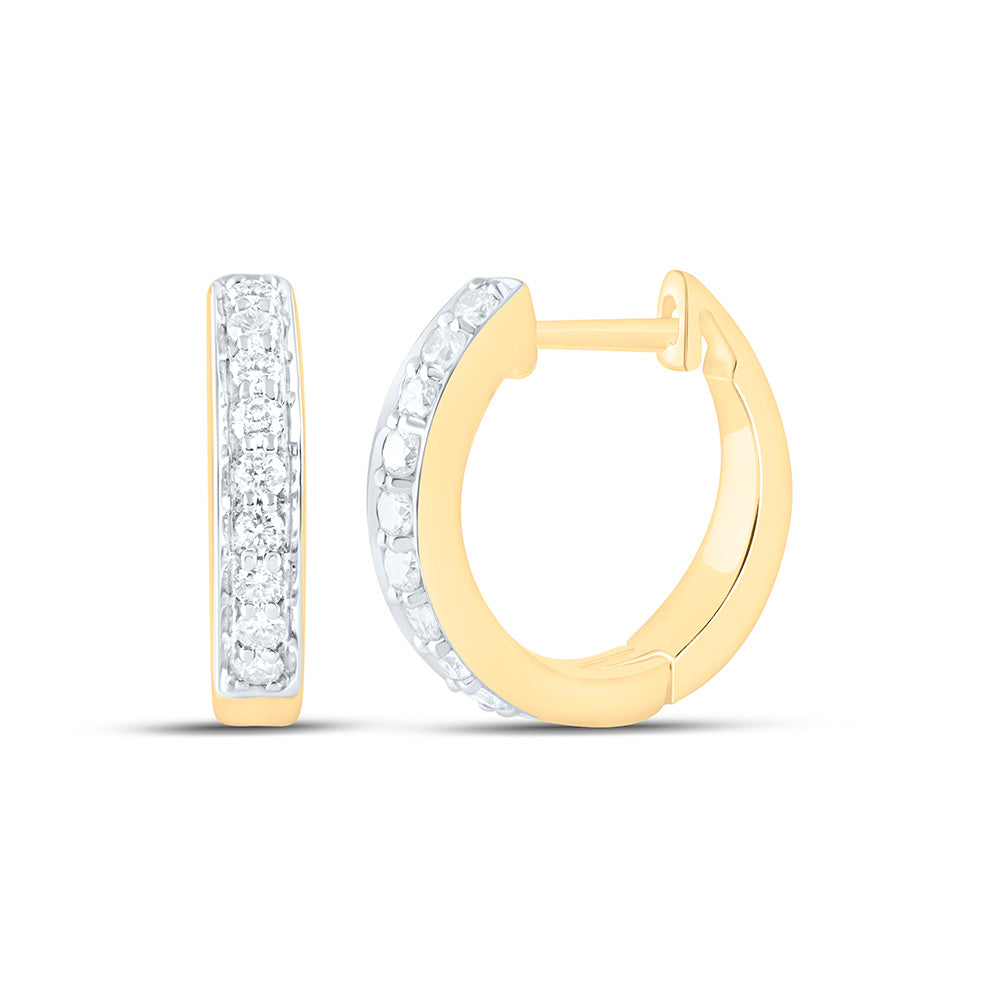 14K Yellow Or White Gold 1/4Ctw Natural Diamond Cn Fashion Hoop Earring