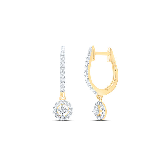 10K Yellow Or White Gold 1/2Ctw Natural Diamond Cn Fashion Hoop Dangling Earring