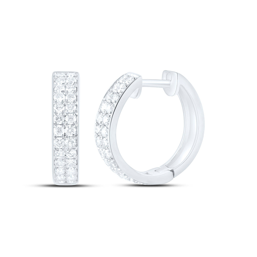 10K Yellow Or White Gold 1/2 Cttw Natural Diamond Cn Fashion Hoop Earring, L: 14.25 Mm x W: 3.75 Mm