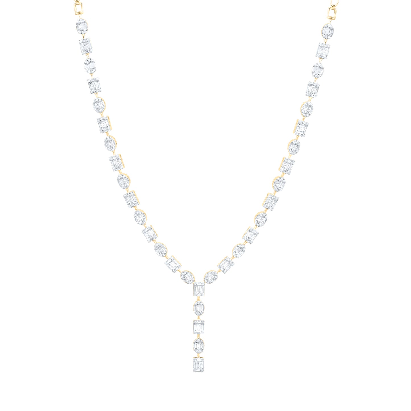 14K Yellow Gold 2 3/4 Cttw Natural Diamond Ana M Fashion Diana Necklace (17 Inch)