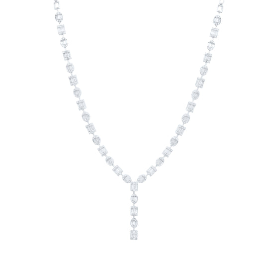 14K White Gold 2 3/4Cttw Natural Diamond Ana M Fashion Diana Necklace (17 Inch)