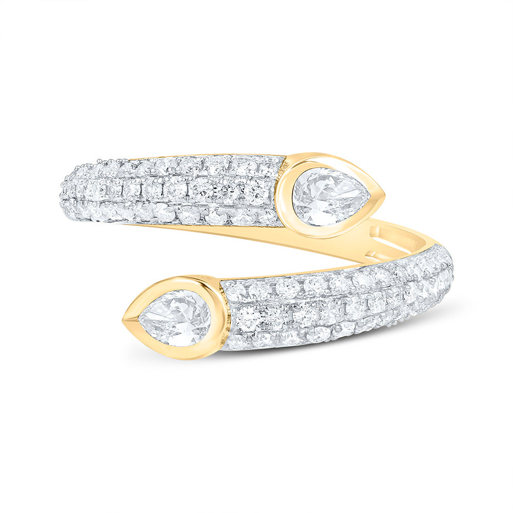 14K Yellow Or White Gold 3/8Cttw Natural Diamond Ana M 1/3Cttw Center Pear shape Tear Drop Ring