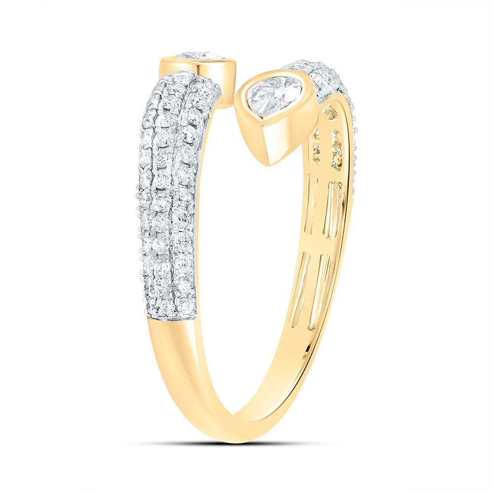 14K Yellow Or White Gold 3/8Cttw Natural Diamond Ana M 1/3Cttw Center Pear shape Tear Drop Ring