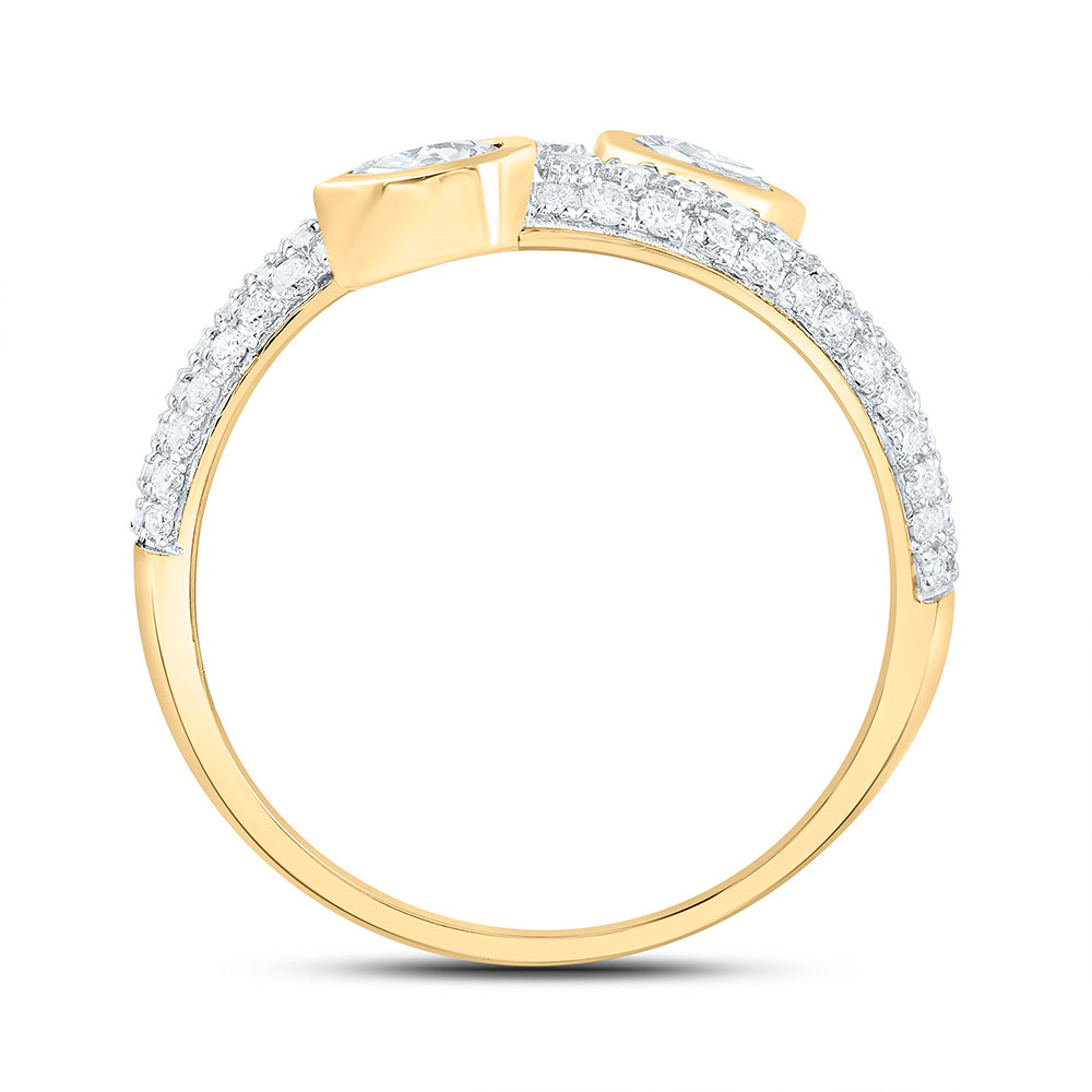 14K Yellow Or White Gold 3/8Cttw Natural Diamond Ana M 1/3Cttw Center Pear shape Tear Drop Ring