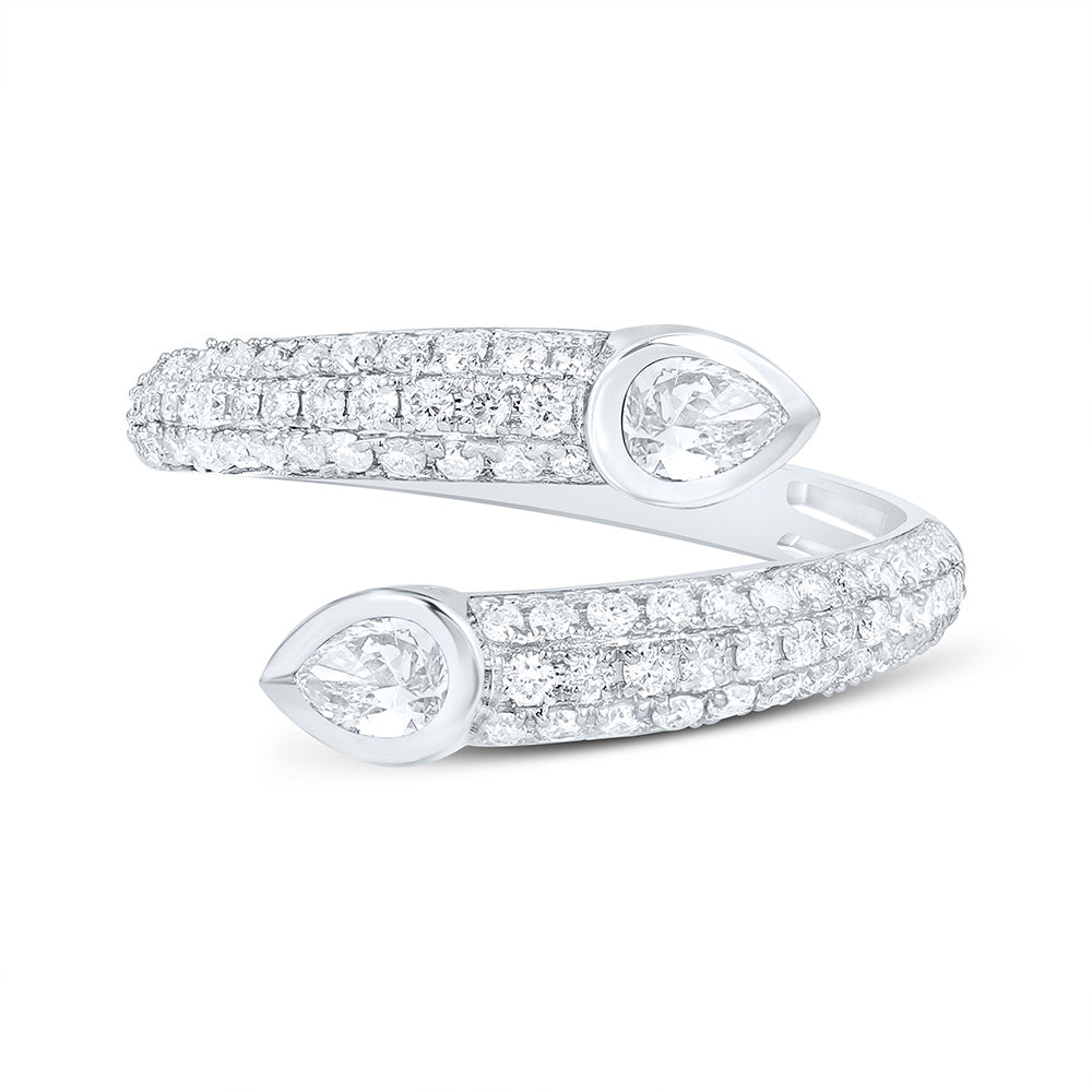14K Yellow Or White Gold 3/8Cttw Natural Diamond Ana M 1/3Cttw Center Pear shape Tear Drop Ring