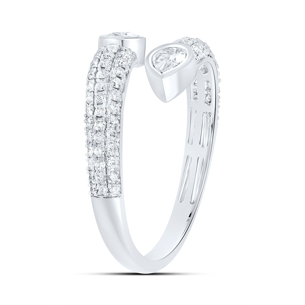 14K Yellow Or White Gold 3/8Cttw Natural Diamond Ana M 1/3Cttw Center Pear shape Tear Drop Ring