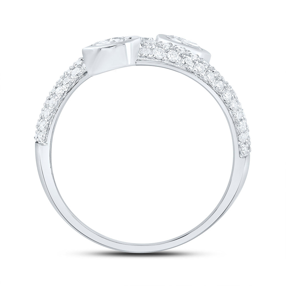 14K Yellow Or White Gold 3/8Cttw Natural Diamond Ana M 1/3Cttw Center Pear shape Tear Drop Ring