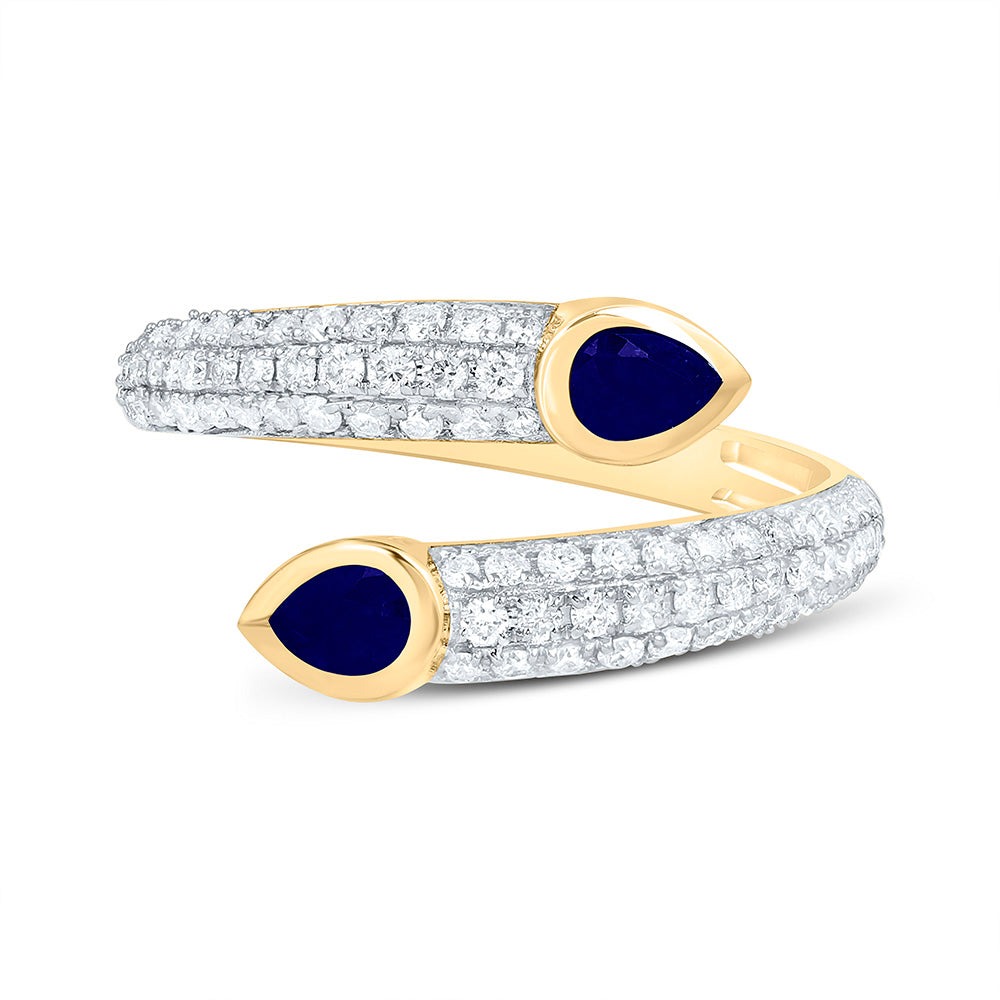 14K Yellow Or White Gold 3/8Cttw Natural Diamond Ana M 4X3Mm Pear Tear Drop Ring