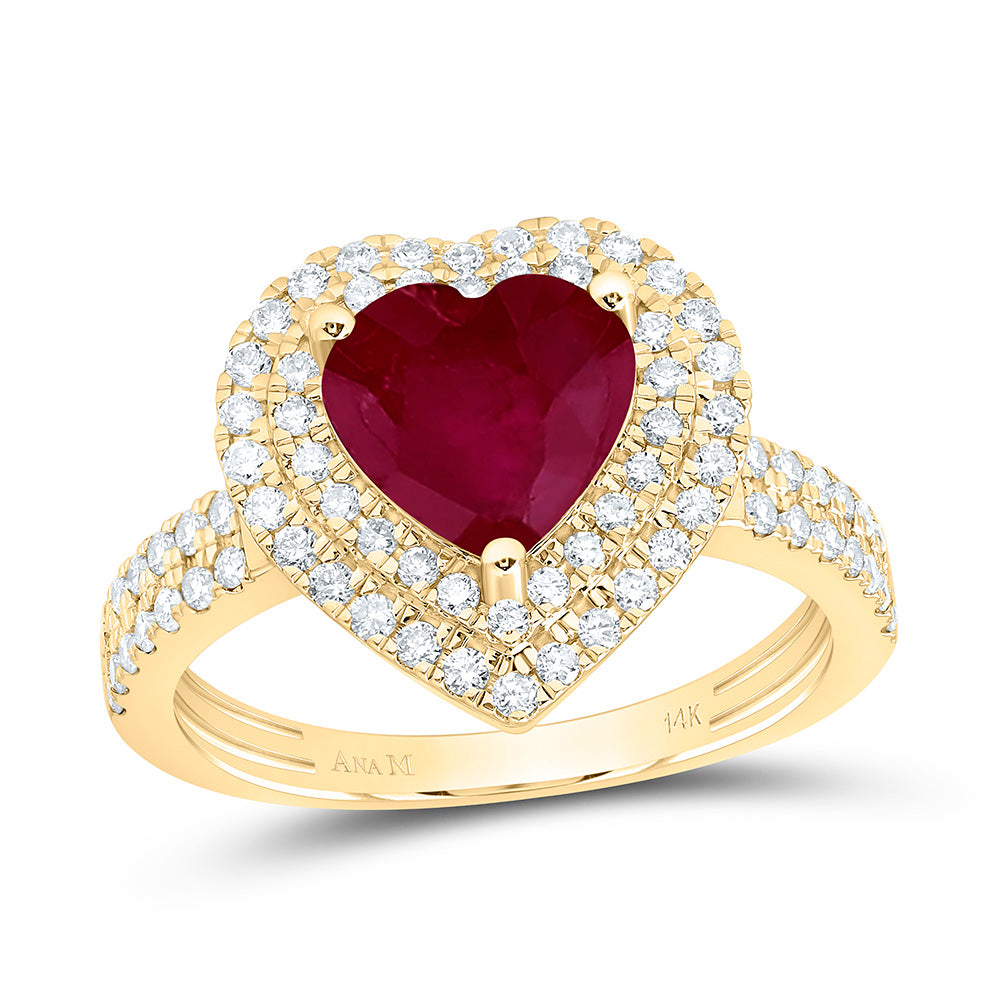 14K Yellow Or White Gold 1/2 Cttw Natural Diamond Ana M 8Mm Heart Natural Gem Heart Bridal Anniversary Wedding Engagement Band Ring