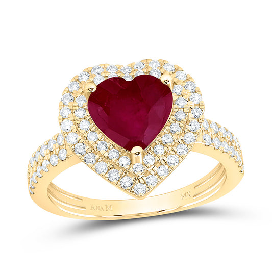 14K Yellow Or White Gold 1/2 Cttw Natural Diamond Ana M 8Mm Heart Natural Gem Heart Bridal Anniversary Wedding Engagement Band Ring