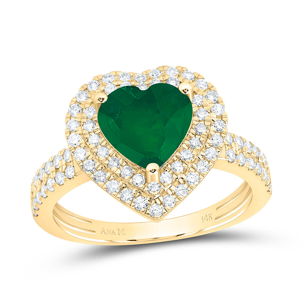 14K Yellow Or White Gold 1/2 Cttw Natural Diamond Ana M 8Mm Heart Natural Gem Heart Bridal Anniversary Wedding Engagement Band Ring