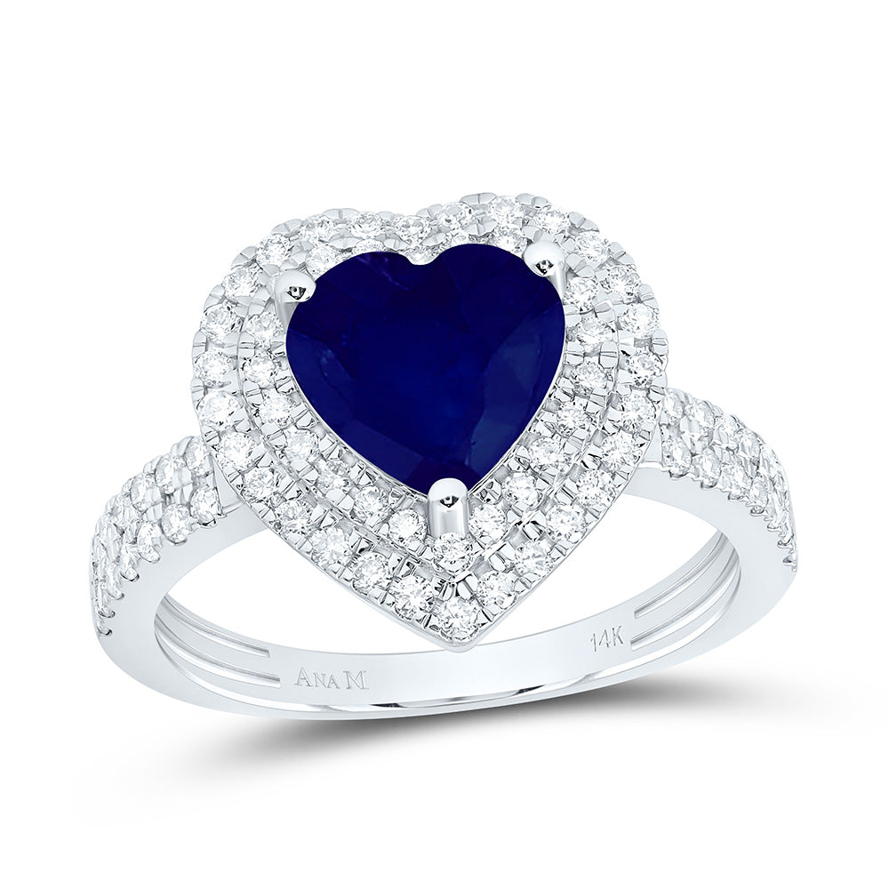 14K Yellow Or White Gold 1/2 Cttw Natural Diamond Ana M 8Mm Heart Natural Gem Heart Bridal Anniversary Wedding Engagement Band Ring