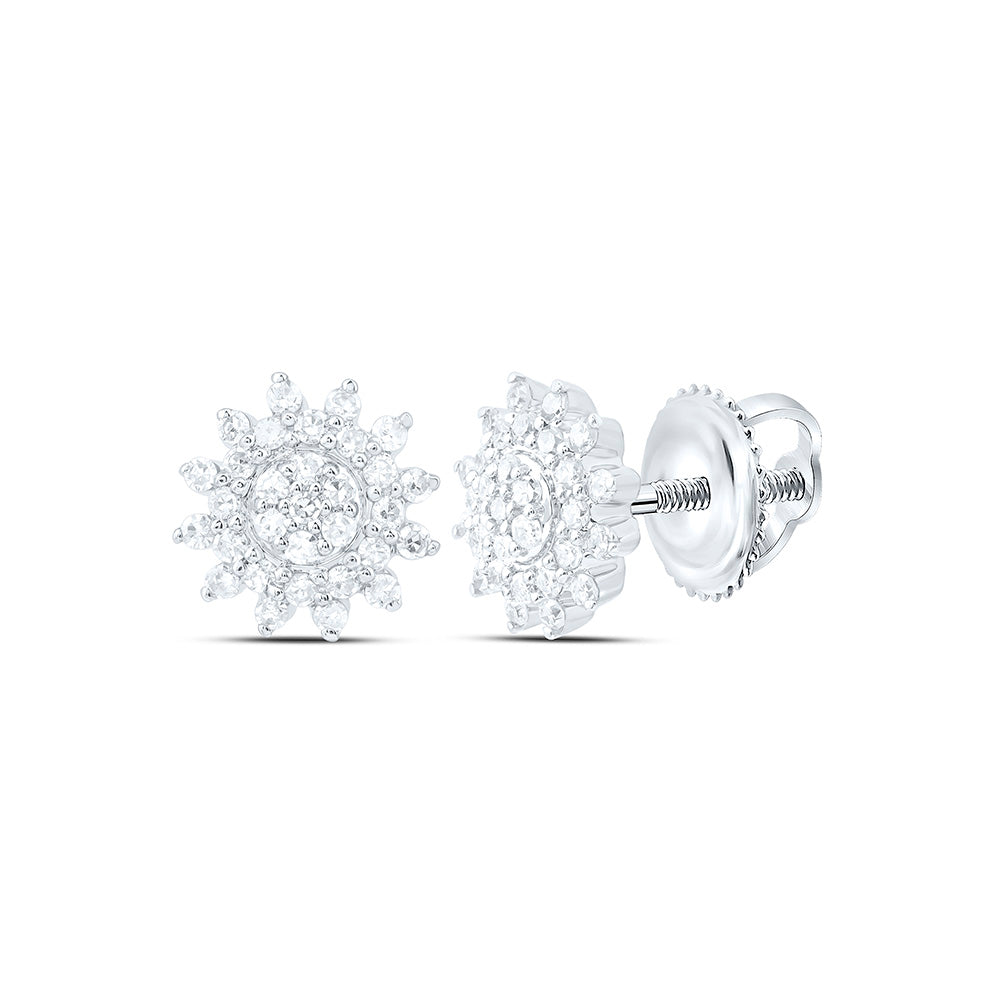 14K Yellow Or White Gold 1/5 Cttw Natural Diamond Cn Fashion Flower Earring