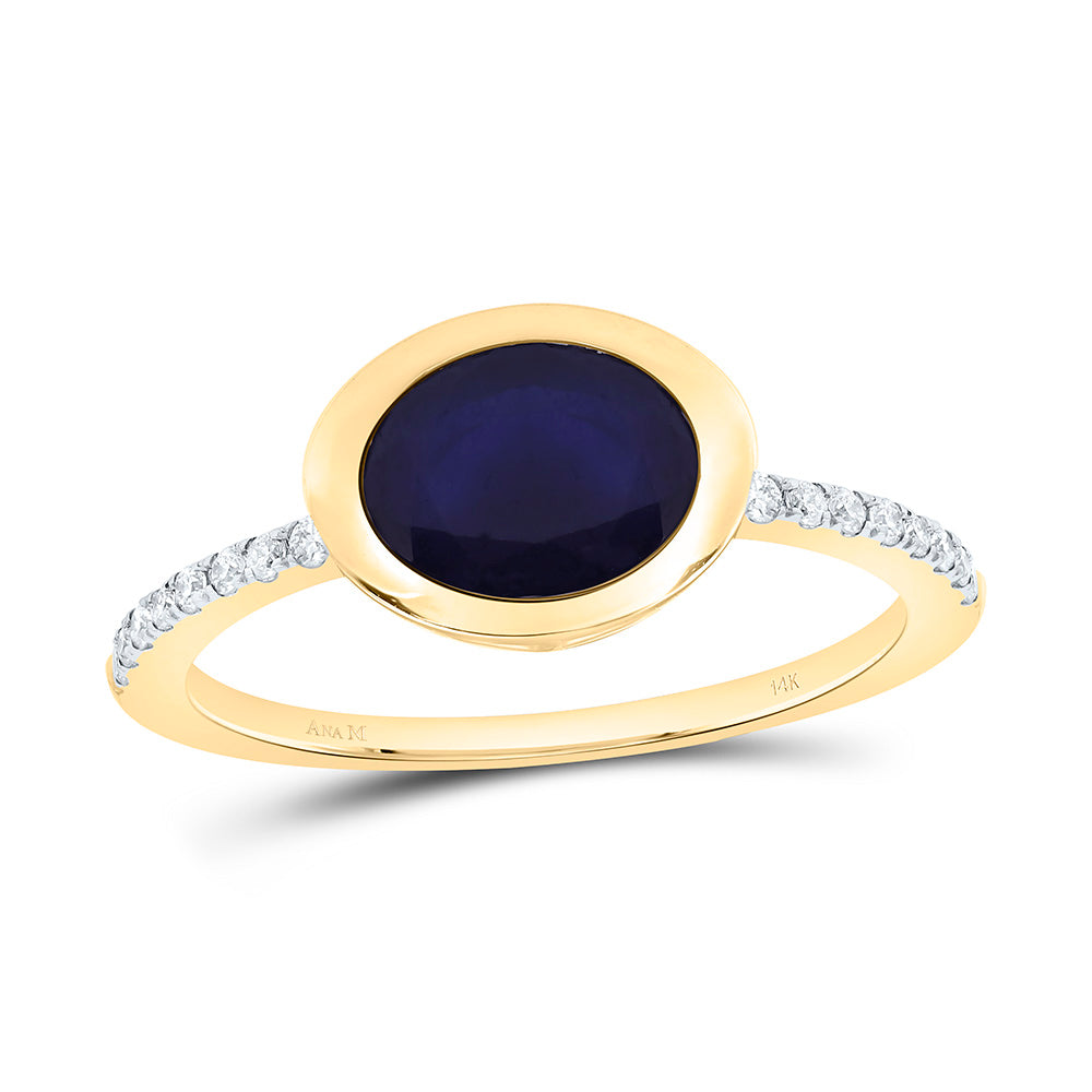 14K Yellow Or White Gold 1/8 Cttw Natural Diamond Ana M 9X7Mm Oval Natural Gem Oval Bridal Anniversary Wedding Engagement Band Ring